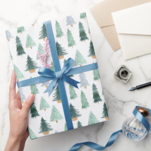 Papel De Regalo Árboles de Navidad Lindos de Invierno Regalo Festi
