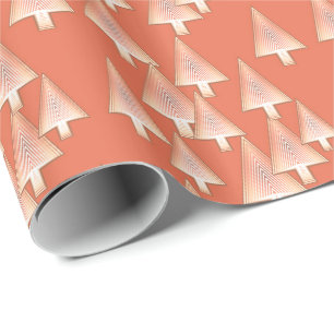 Papel De Regalo Árboles de navidad metálicos modernos - cobre y