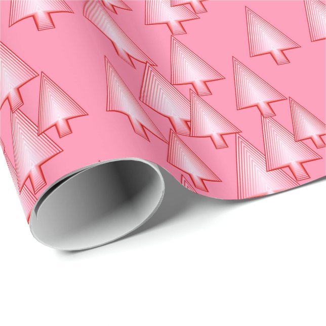 Papel De Regalo Árboles de navidad metálicos modernos - rosa del (Esquina del rollo)