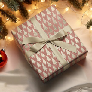 Papel De Regalo Árboles de navidad metálicos Purpurinas de oro de 