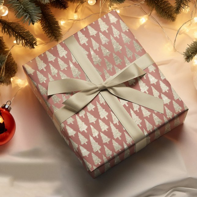 Papel De Regalo Árboles de navidad metálicos Purpurinas de oro de  (Subido por el creador)