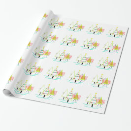 Papel De Regalo árboles de navidad modernos de mediados de siglo r