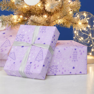 Papel De Regalo Árboles de Navidad Navidades púrpura de copas de n