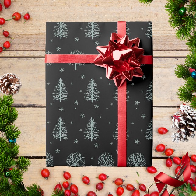 Papel De Regalo Árboles de Navidad nórdicos escandinavos Copos de  (Subido por el creador)