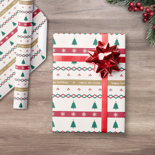 Papel De Regalo Árboles de Navidad Nórdicos Personalizados