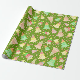 PAPEL DE REGALO ÁRBOLES DE NAVIDAD PASTEL GREEN PINK AMARILLO VACA