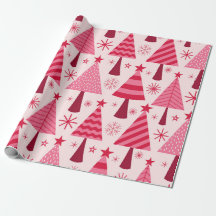 Árboles de Navidad Patrón Rosa y Rojo Minimalista