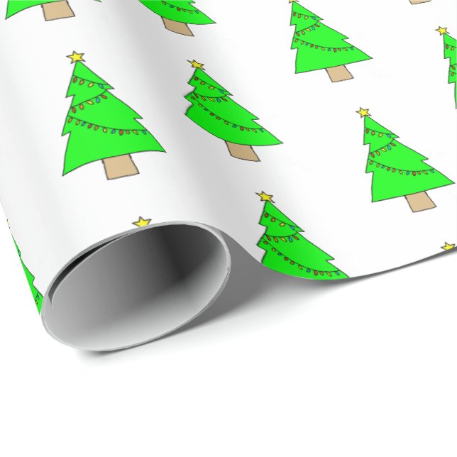 Papel De Regalo Árboles de Navidad Pequeños y Lindos (Esquina del rollo)