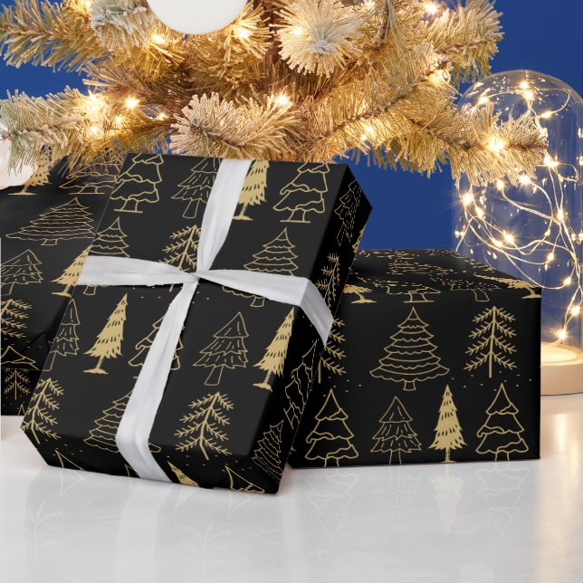 Papel De Regalo Árboles de Navidad Pine Nature Forest Xmas acuarel (Vacaciones)