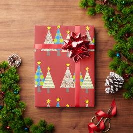 Papel De Regalo Árboles de Navidad Regalo Rojo
