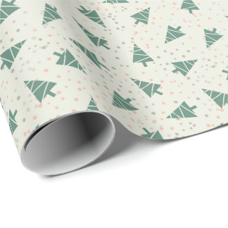 Papel De Regalo Árboles de Navidad Retro y Patrón de Puntos