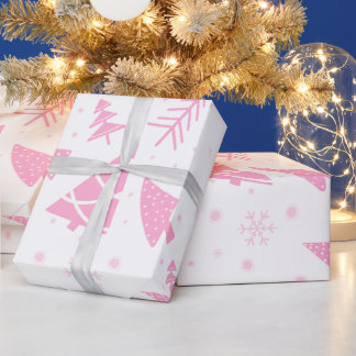 Papel De Regalo Árboles de Navidad rosados