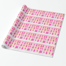 Papel De Regalo Árboles de Navidad rosados alegres