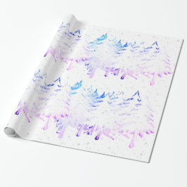 Papel De Regalo Árboles de navidad rosados púrpuras azules blancos