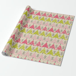 Papel De Regalo Árboles de Navidad rosados y verdes