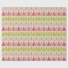 Papel De Regalo Árboles de Navidad rosados y verdes