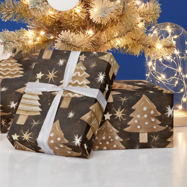 Papel De Regalo Árboles de Navidad rústicos (Vacaciones)