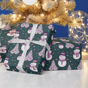 Papel De Regalo Árboles de Navidad Snowmen Navidades verdes