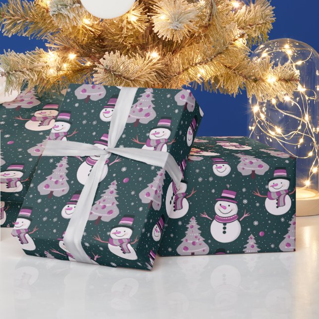 Papel De Regalo Árboles de Navidad Snowmen Navidades verdes (Vacaciones)
