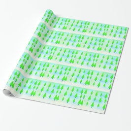 Papel De Regalo Árboles de Navidad verdes brillantes