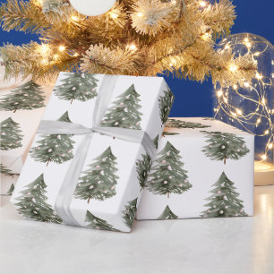 Papel De Regalo Árboles de Navidad verdes rosados de Rubor
