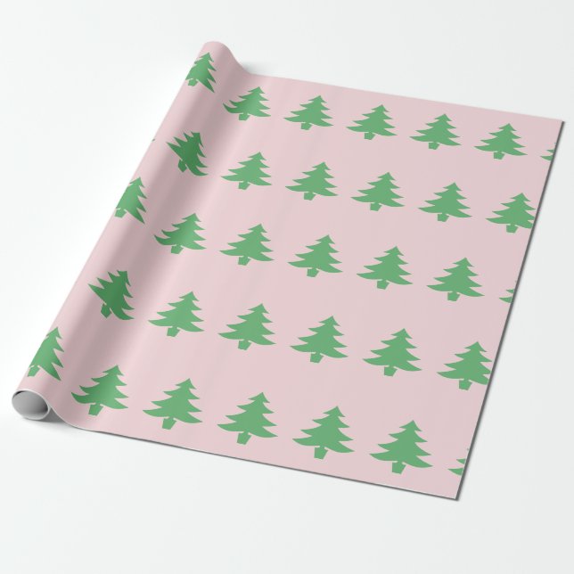 Papel De Regalo Árboles de Navidad verdes y extravagantes en Navid (Desenrollado)