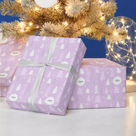 Papel De Regalo Árboles de Navidad violetas y cortos Personalizado