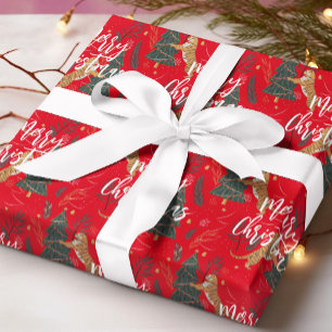 Papel De Regalo Árboles de Navidad y antecedentes de patrón de tig