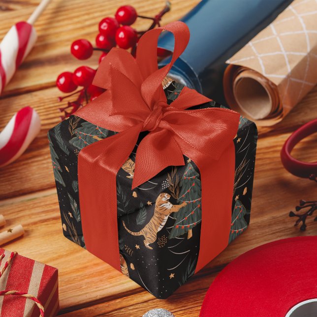 Papel De Regalo Árboles de Navidad y antecedentes de patrón de tig (Subido por el creador)