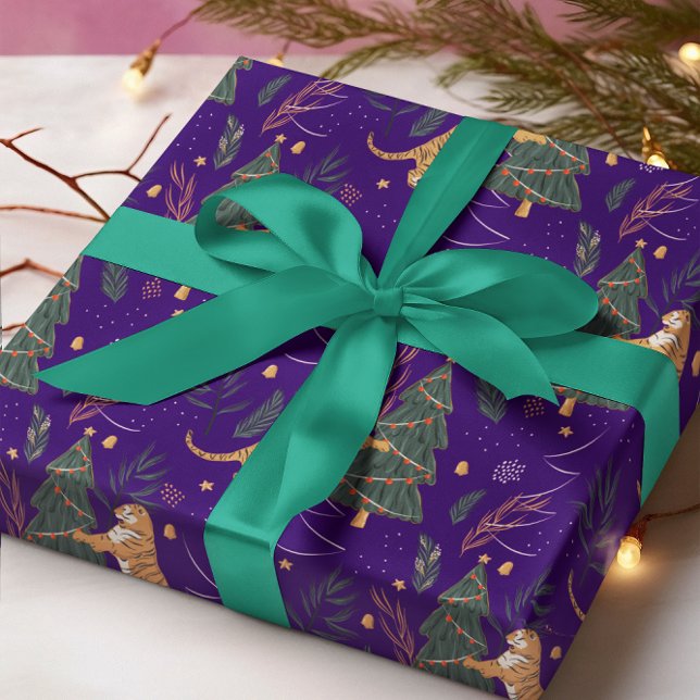 Papel De Regalo Árboles de Navidad y antecedentes de patrón de tig (Subido por el creador)