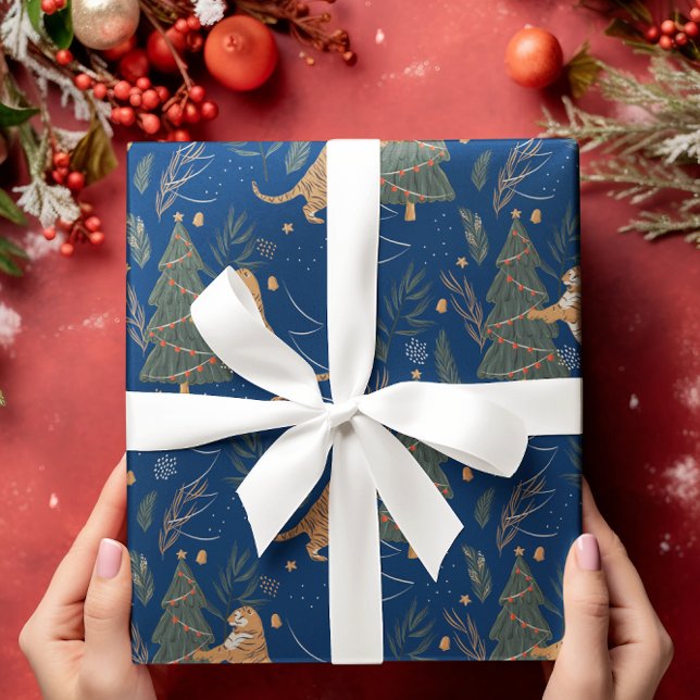 Papel De Regalo Árboles de Navidad y antecedentes de patrón de tig (Subido por el creador)