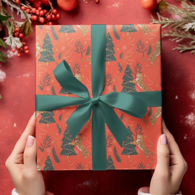 Papel De Regalo Árboles de Navidad y antecedentes de patrón de tig (Subido por el creador)