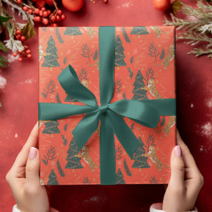 Papel De Regalo Árboles de Navidad y antecedentes de patrón de tig
