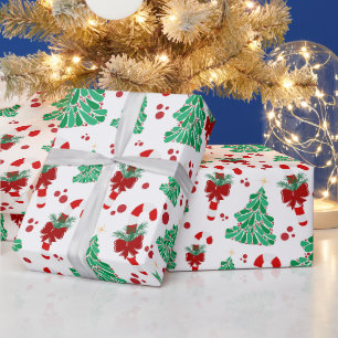 Papel De Regalo Árboles de Navidad y Caña de Caramelo 