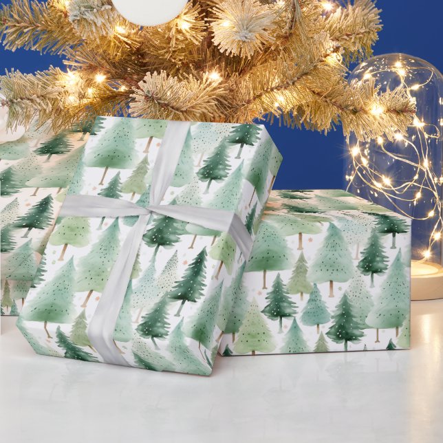 Papel De Regalo Árboles de Navidad y estrellas Navidades modernos (Vacaciones)