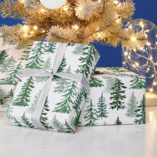 Papel De Regalo Árboles de Navidad y nieve en el bosque