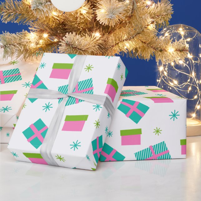 Papel De Regalo Árboles de Navidad y presentes Navidades modernos (Vacaciones)