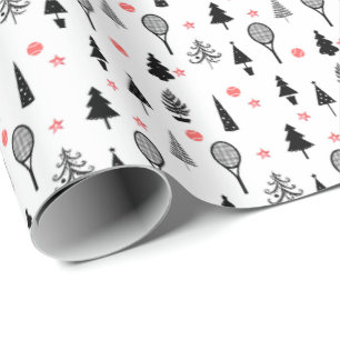 Papel De Regalo 🎄 árboles de Navidad y raquetas de tenis 🎾