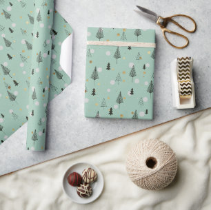 Papel De Regalo Árboles de pino de invierno esbozados escandinavos