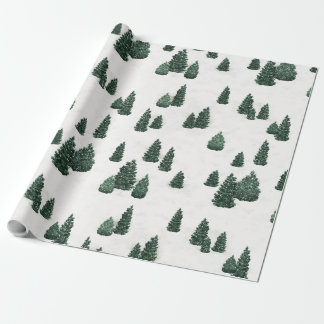 Papel De Regalo Árboles de pino y nieve