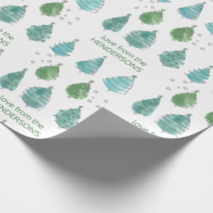 Papel De Regalo Árboles de pinos verdes navideños personalizados