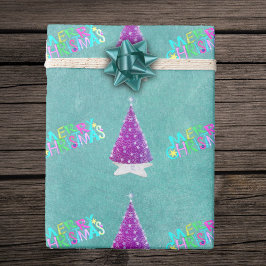 Papel De Regalo Árboles de plata rosada coloridos Feliz Navidad Ve