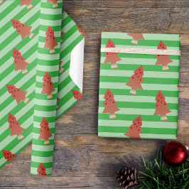 Papel De Regalo Árboles de sandía en julio con rayas verdes