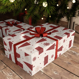 Papel De Regalo Árboles escandinavos y Navidades de invierno con c