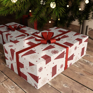 Papel De Regalo Árboles escandinavos y Navidades de invierno con c