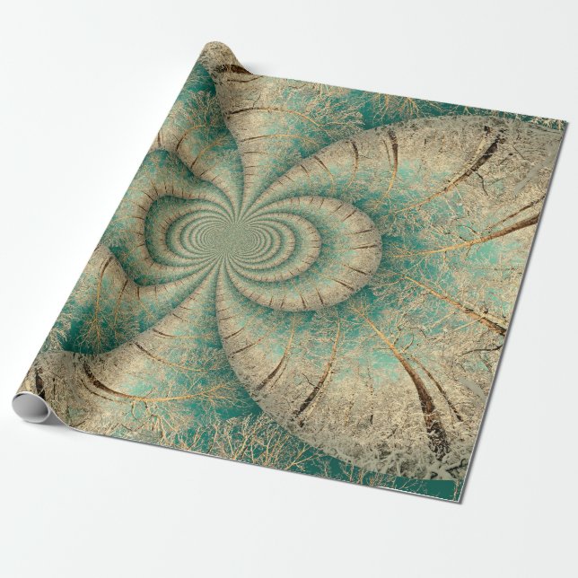 Papel De Regalo Árboles forestales Green Brown Winter Woodland (Desenrollado)