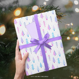 Papel De Regalo Árboles modernos de Navidad Patrón azul púrpura ro