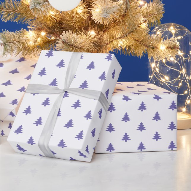 Papel De Regalo Árboles modernos simples de Navidad Periwinkle Azu (Vacaciones)