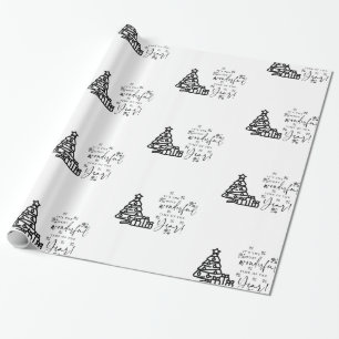Papel De Regalo Árboles navideños blancos negros citan regalo