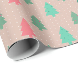 Papel De Regalo Árboles navideños de arte rosado